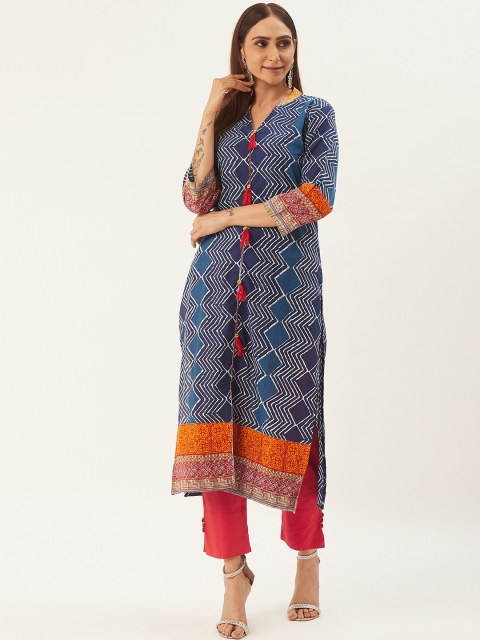 

RANGMAYEE Women Blue & White Printed Kurta with Trousers