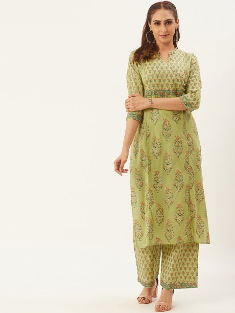

RANGMAYEE Women Green & Red Printed Kurta with Palazzos