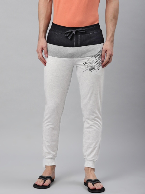 

Sweet Dreams Men Off-White & Black Colourblocked Lounge Joggers