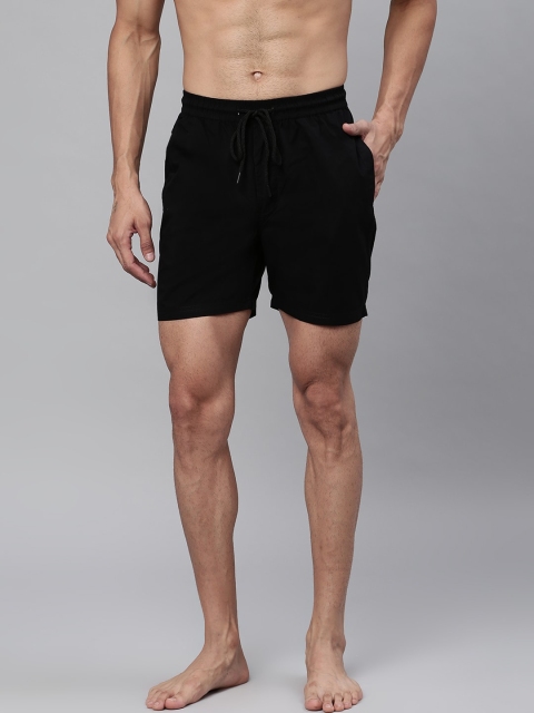 

Sweet Dreams Men Black Solid Cotton Lounge Shorts