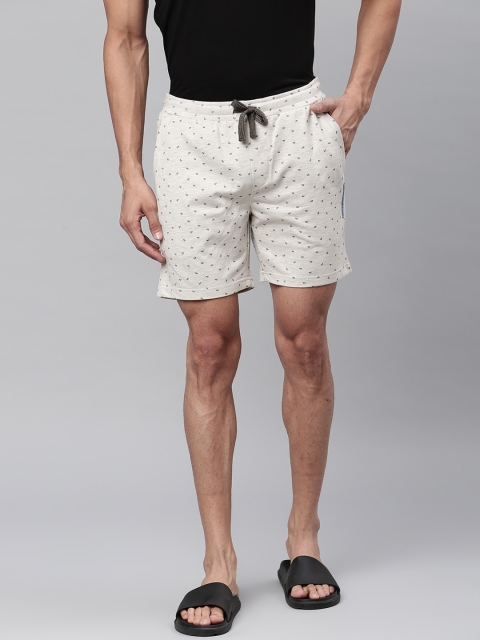 

Sweet Dreams Men Off-White & Black Paper Planes Print Lounge Shorts