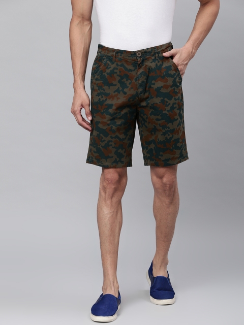 

Sweet Dreams Men Olive Green Camouflage Print Regular Fit Shorts