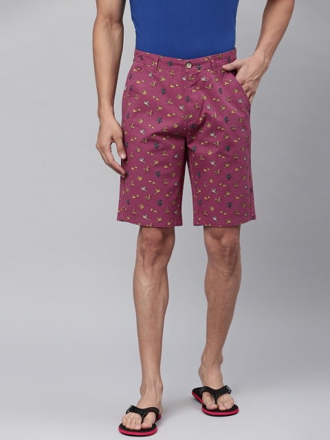 

Sweet Dreams Men Burgundy & Mustard Yellow Printed Lounge Shorts