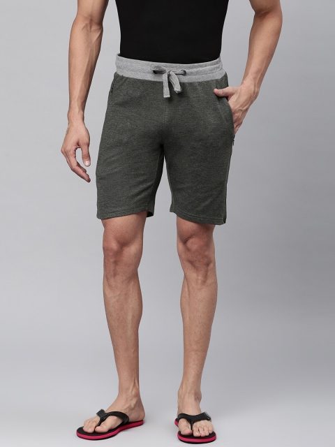 

Sweet Dreams Men Olive Green Solid Lounge Shorts
