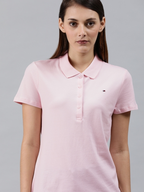 

Tommy Hilfiger Women Pink Solid Polo Collar T-shirt