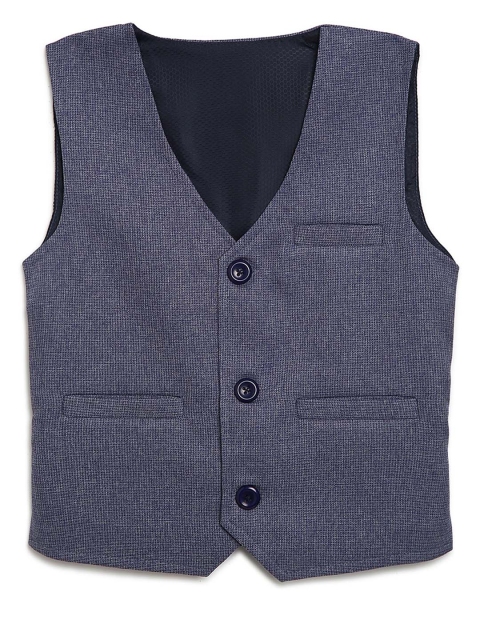 

Aj DEZInES Boys Blue & Grey Self-Design Waistcoat