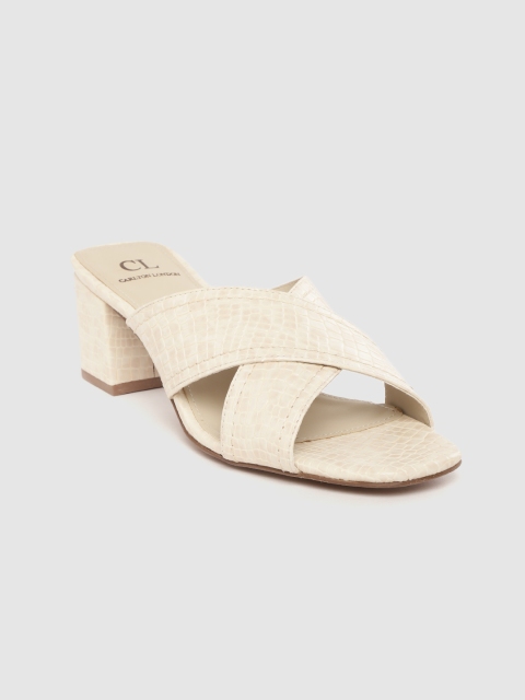 

Carlton London Women Cream-Coloured Croc Textured Heels