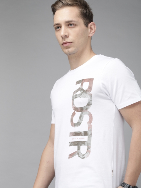 

Roadster Men White Printed Round Neck T-shirt