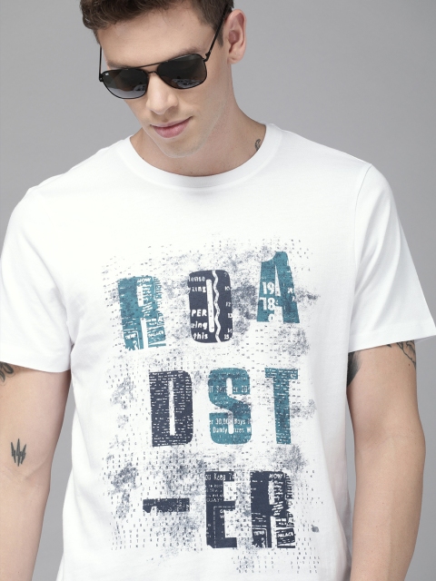 

Roadster Men White Printed Round Neck T-shirt