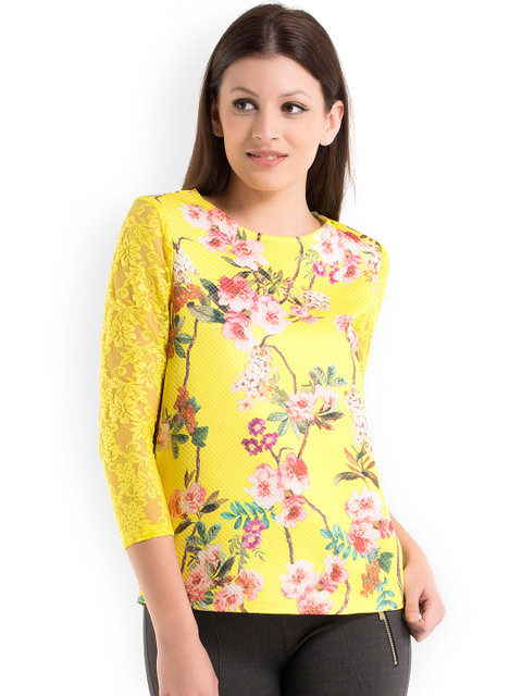 

Kazo Yellow Floral Print Top