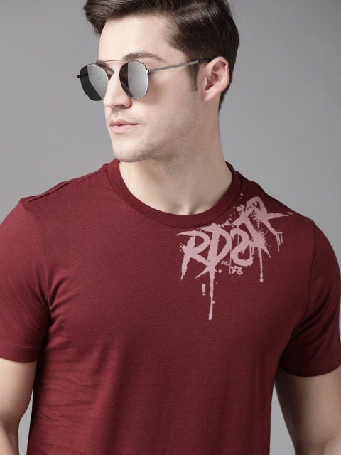 

Roadster Men Maroon Printed Pure Cotton T-shirt