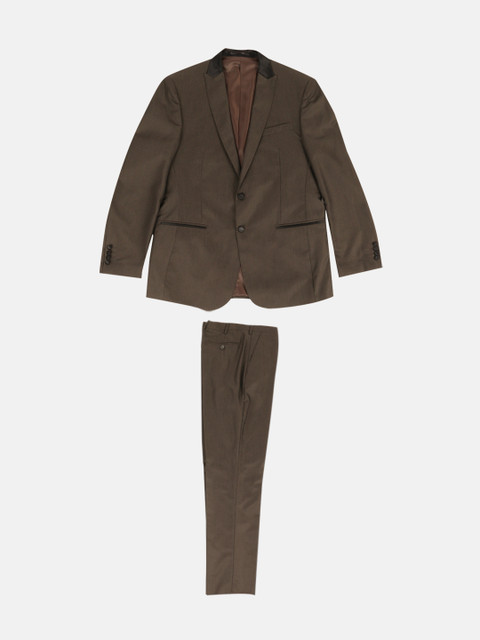

Peter England Men Brown Solid Slim Fit Single Breasted Formal Suit