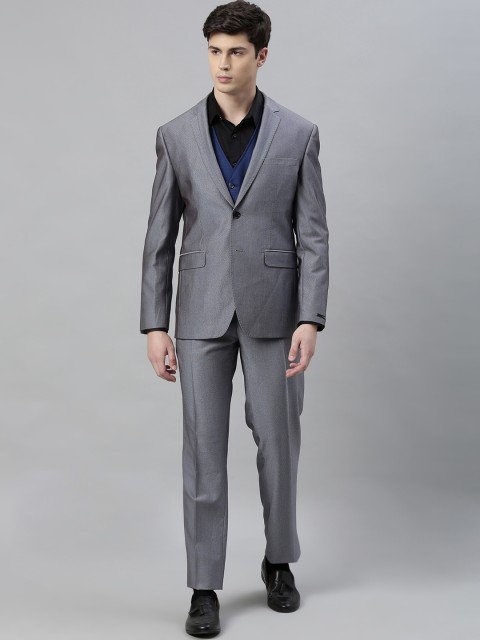 

Peter England Elite Men Grey Self Design Neo Slim Fit Single-Breasted Formal Suit