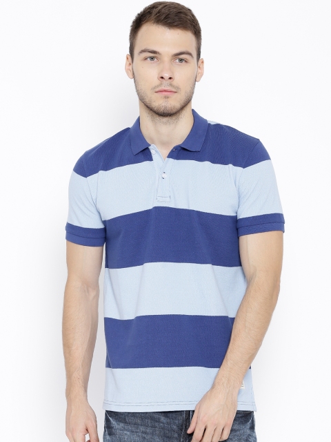 

United Colors of Benetton Blue Striped Polo T-shirt