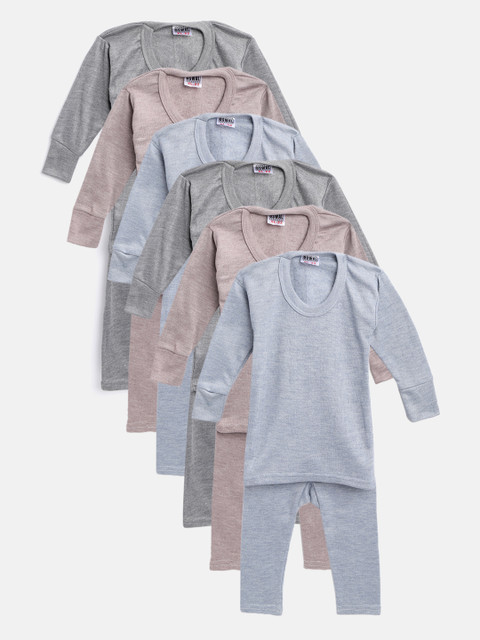 

MANZON Kids Pack of 6 Solid Thermal Sets, Blue