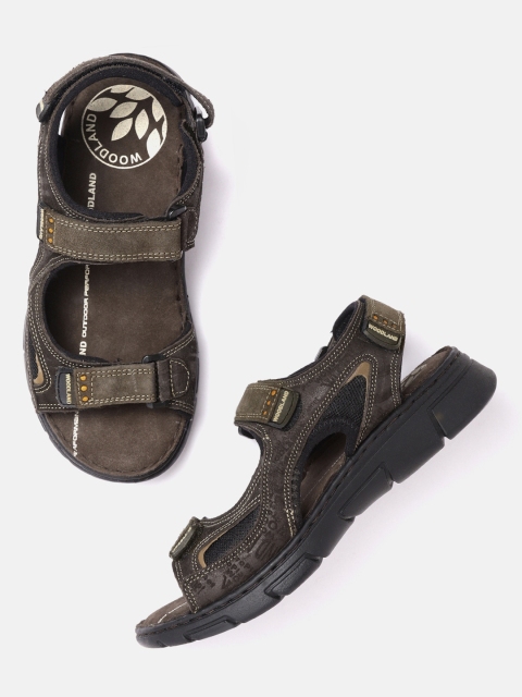 

Woodland Men Coffee Brown Solid Suede Comfort Sandals