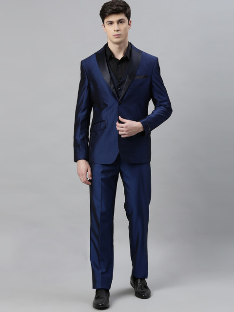 

Peter England Elite Men Blue Self Design Neo Slim Fit Single-Breasted Formal Suit