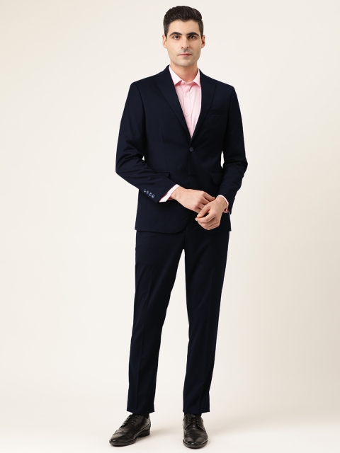 

Peter England Elite Men Navy Blue Neo Slim Fit Solid Single-Breasted Formal Suit