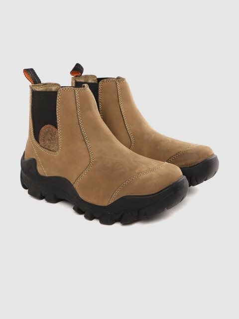 

Woodland Men Khaki Solid Mid-Top Trekking Shoes