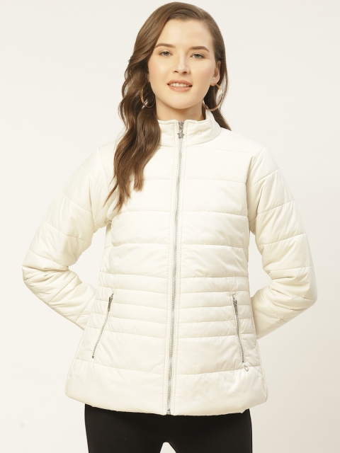 

Duke Women Off-White Solid Padded Jacket