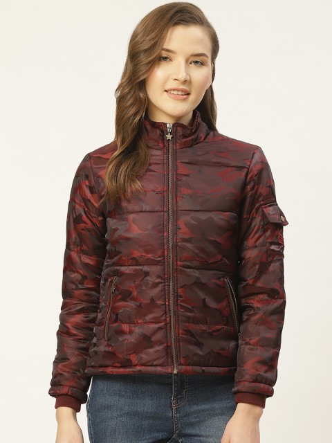 

Duke Women Maroon Camouflage Printed Padded Jacket