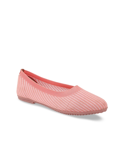 

Shoetopia Women Pink Striped Ballerinas