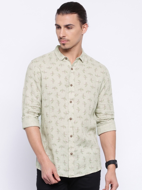 

United Colors of Benetton Beige Printed Linen Casual Shirt
