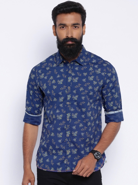 

United Colors of Benetton Men Blue Floral Print Casual Shirt