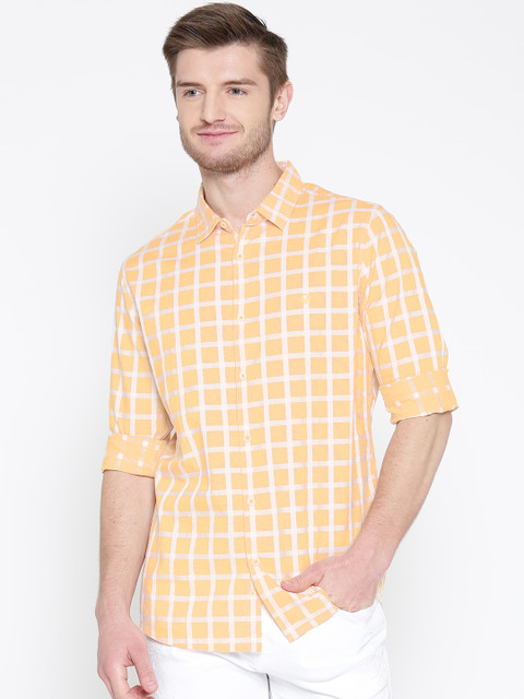 

United Colors of Benetton Yellow Checked Casual Shirt