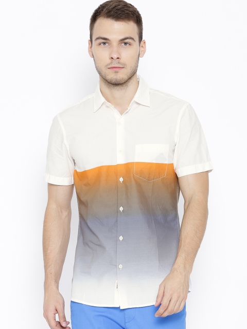 

United Colors of Benetton Off-White Dyed Casual Shirt