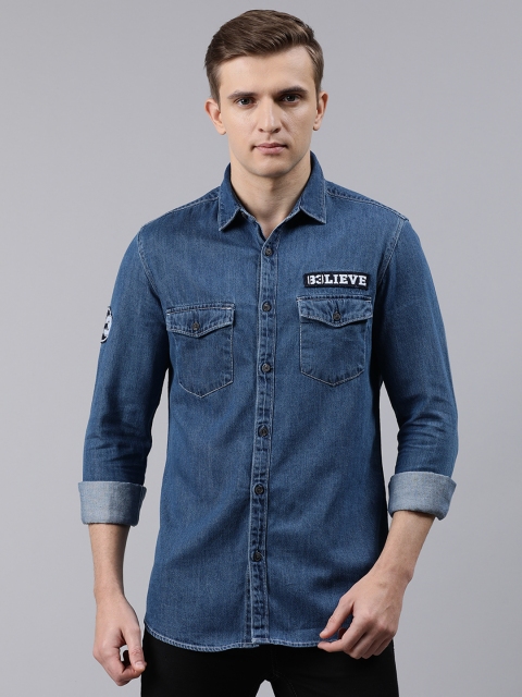 

SPYKAR Men Navy Blue Slim Fit Solid Casual Shirt