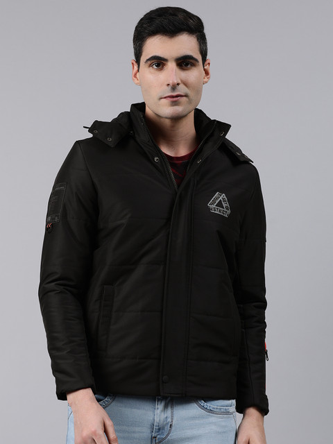 

SPYKAR Men Black Solid Hooded Insulator Quilted Jacket