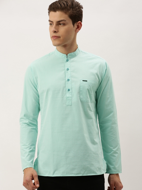 

Peter England Men Blue Woven Design Straight Kurta