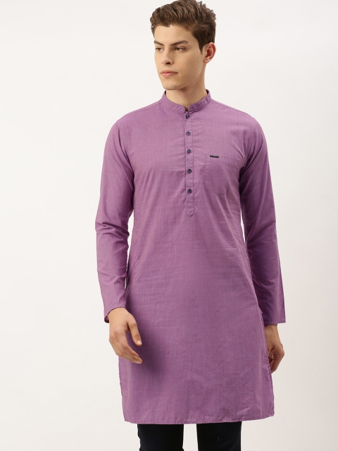 

Peter England Men Purple Solid Straight Kurta