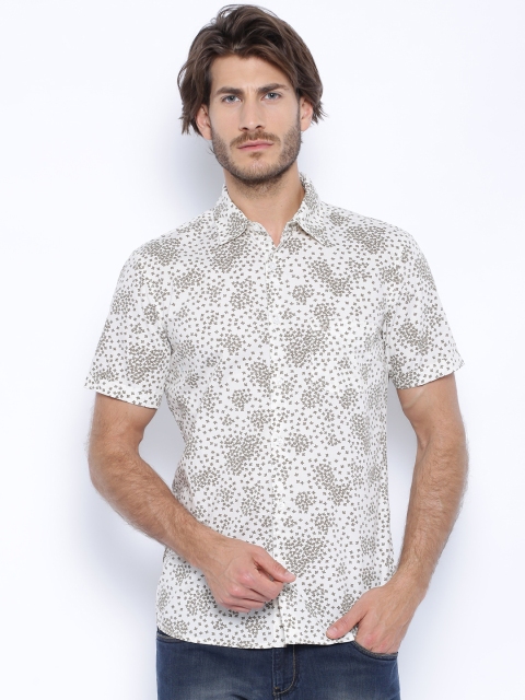 

United Colors of Benetton Cream-Coloured Printed Casual Shirt