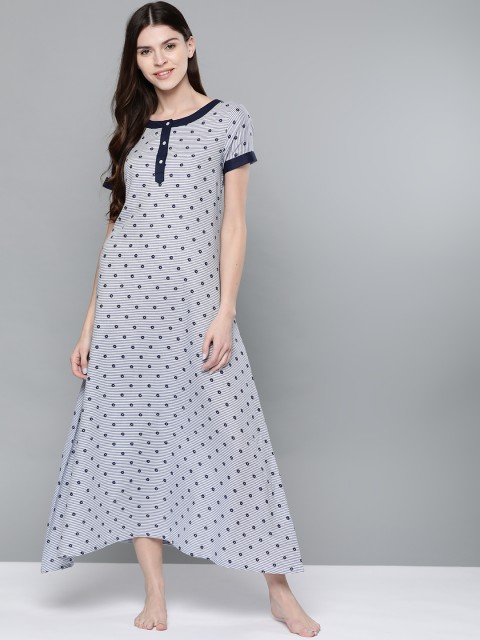 

HERE&NOW White & Navy Blue Striped Maxi Nightdress