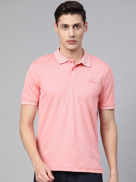 

Alcis Men Pink Solid Polo Collar T-shirt