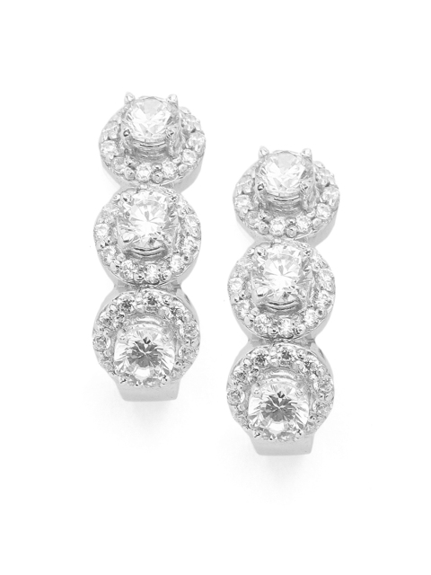 Clara Silver-Toned Rhodium-Plated Cubic Zirconia-Studded 925 Sterling Silver Studs
