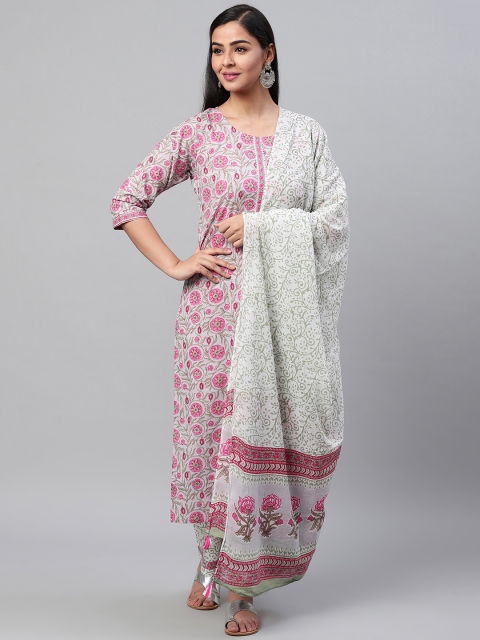 

AHIKA Women Lavender & Pink Printed Kurta with Palazzos & Dupatta