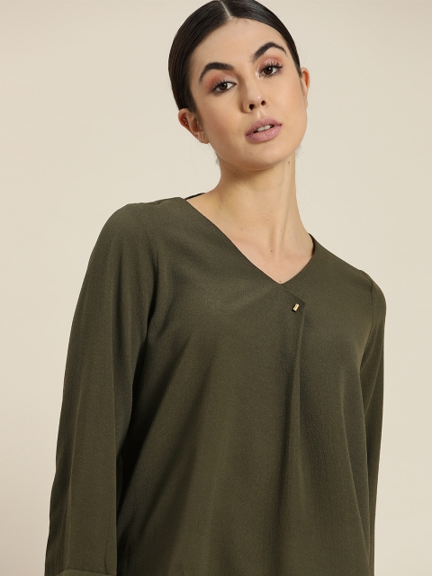 

her by invictus Women Olive Green Textured Top