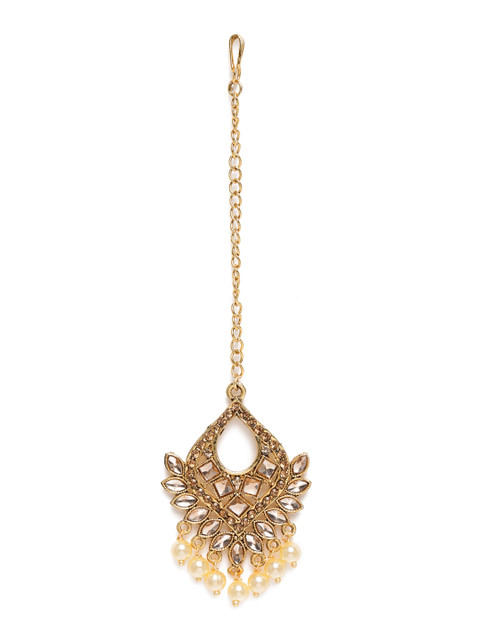 

Peora Gold Plated Polki Pearl Maang Tikka