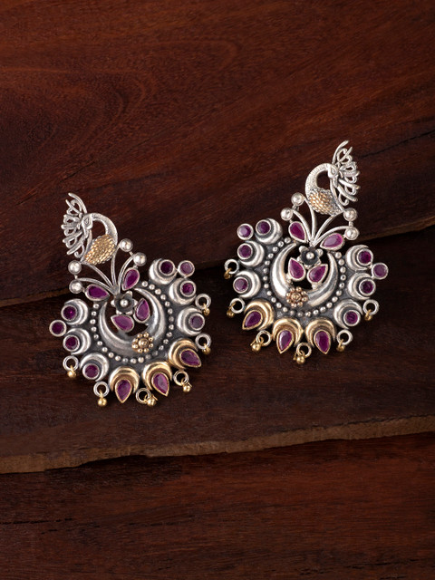 

Peora Silver-Plated & Purple Oxidised Chandbalis