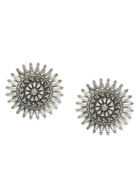 

Peora Oxidised Silver-Plated Oversized Circular Studs