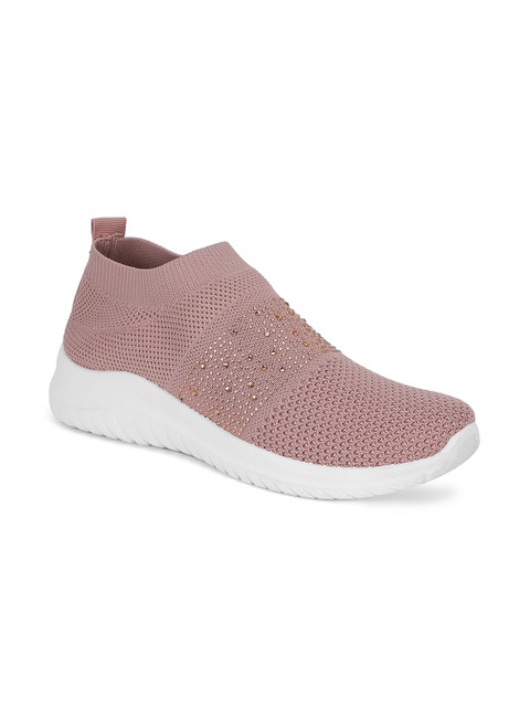 

Khadims Women Pink Woven Design Slip-On Sneakers