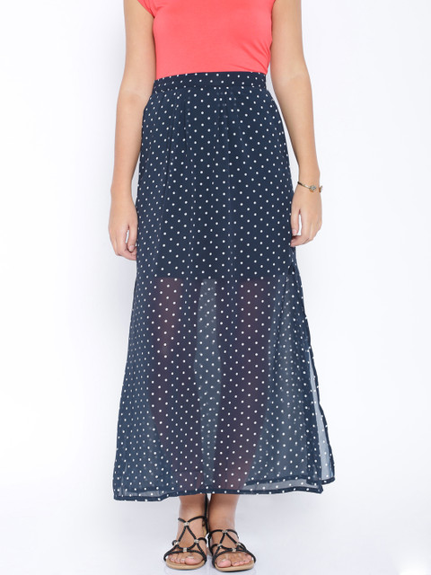 

Honey by Pantaloons Navy Polka Dot Print Maxi Skirt, Navy blue