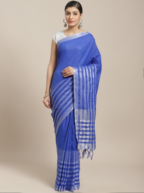 

7Rainbow Blue Solid Saree