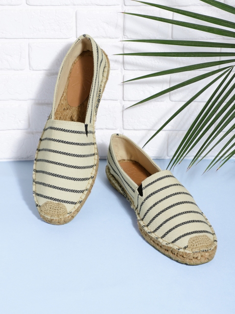 

WROGN Men Off-White Striped Espadrilles