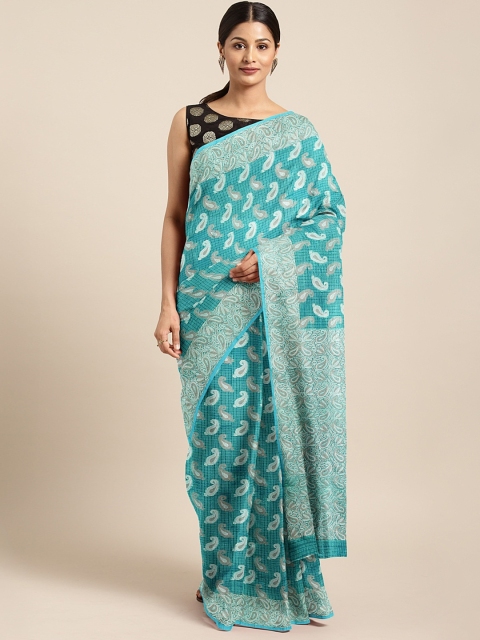 

Pothys Green & White Supernet Woven Design Manipuri Cotton Saree