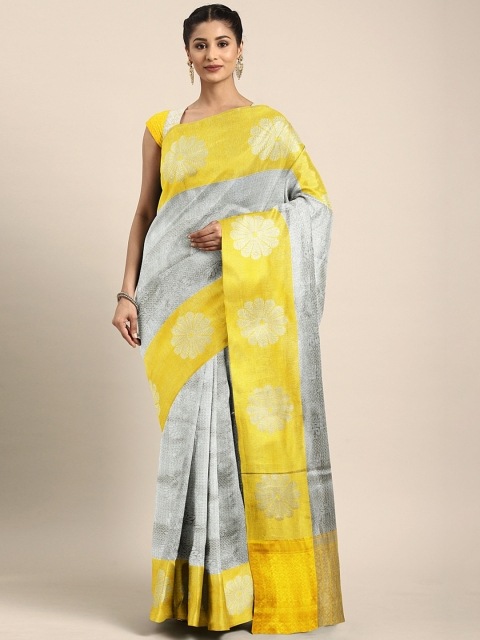 

Pothys Grey & Silver-Toned Tissue Woven Design Saree