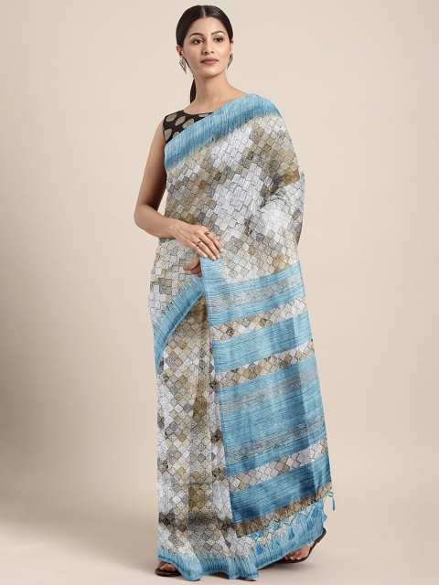 

Pothys Grey & Blue Jute Cotton Woven Design Saree